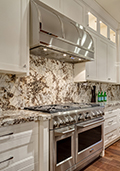 48 inch wide professional range with custom stainless stell range hood