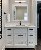 Van ity cabinets with drawers for lots of accessible storage